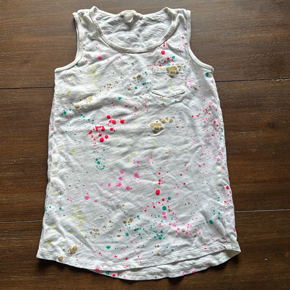 Size M 8-9 J. Crew Crewcuts splatter paint sleeveless cotton tank tee